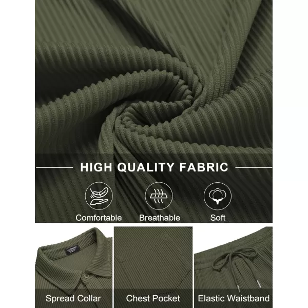 COOFANDY Men's 2 Piece Outfits Casual Long Sleeve Button Down Shirt and Pants Sets Loungewear Streetwear Walking Suits