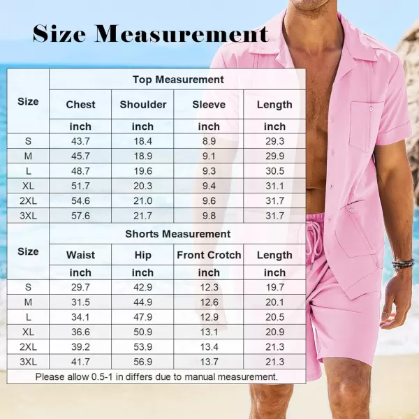 COOFANDY Men's 2 Pieces Guayabera Shirts Set Casual Linen Short Sleeve Button Down Shirts and Shorts Outfits