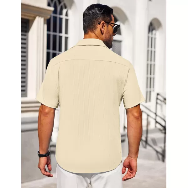 COOFANDY Mens Button Down Shirts Short Sleeve Casual Summer Beach Shirts Textured Shirt