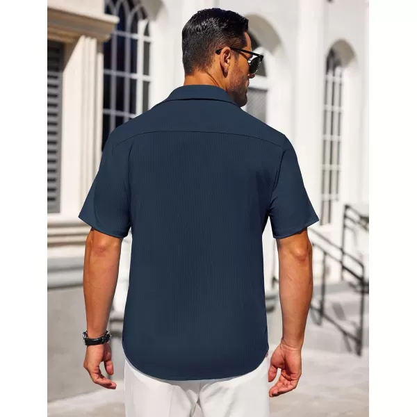 COOFANDY Mens Button Down Shirts Short Sleeve Casual Summer Beach Shirts Textured Shirt