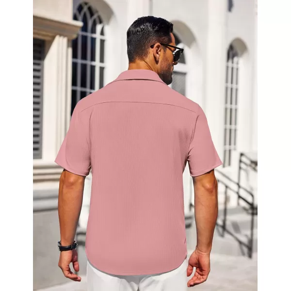 COOFANDY Mens Button Down Shirts Short Sleeve Casual Summer Beach Shirts Textured Shirt