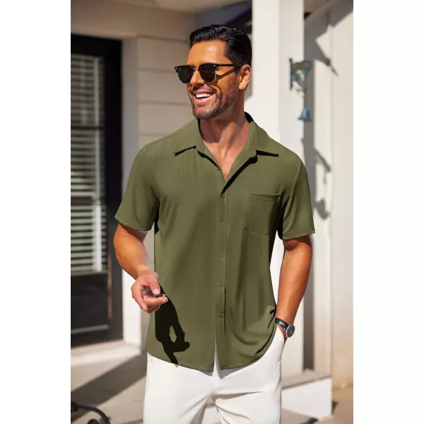 COOFANDY Mens Button Down Shirts Short Sleeve Casual Summer Beach Shirts Textured Shirt