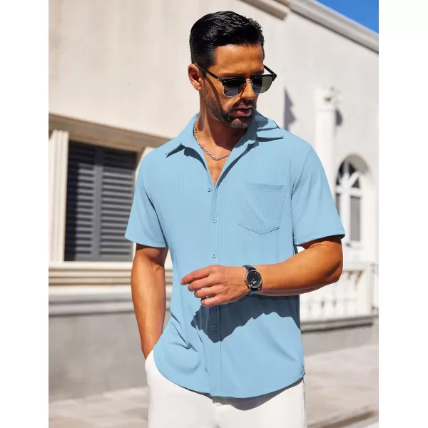 COOFANDY Mens Button Down Shirts Short Sleeve Casual Summer Beach Shirts Textured Shirt