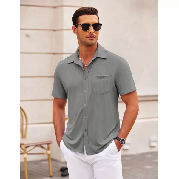 COOFANDY Mens Button Down Shirts Short Sleeve Casual Summer Beach Shirts Textured Shirt