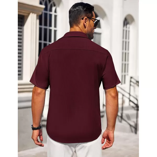 COOFANDY Mens Button Down Shirts Short Sleeve Casual Summer Beach Shirts Textured Shirt