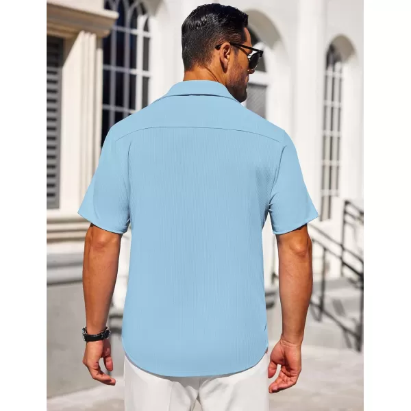 COOFANDY Mens Button Down Shirts Short Sleeve Casual Summer Beach Shirts Textured Shirt