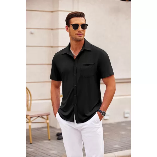 COOFANDY Mens Button Down Shirts Short Sleeve Casual Summer Beach Shirts Textured Shirt