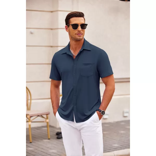 COOFANDY Mens Button Down Shirts Short Sleeve Casual Summer Beach Shirts Textured Shirt