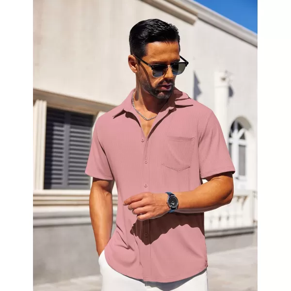 COOFANDY Mens Button Down Shirts Short Sleeve Casual Summer Beach Shirts Textured Shirt