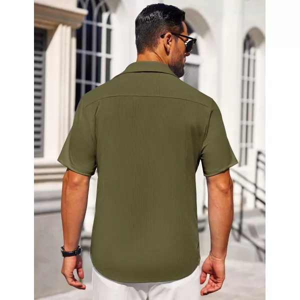 COOFANDY Mens Button Down Shirts Short Sleeve Casual Summer Beach Shirts Textured Shirt