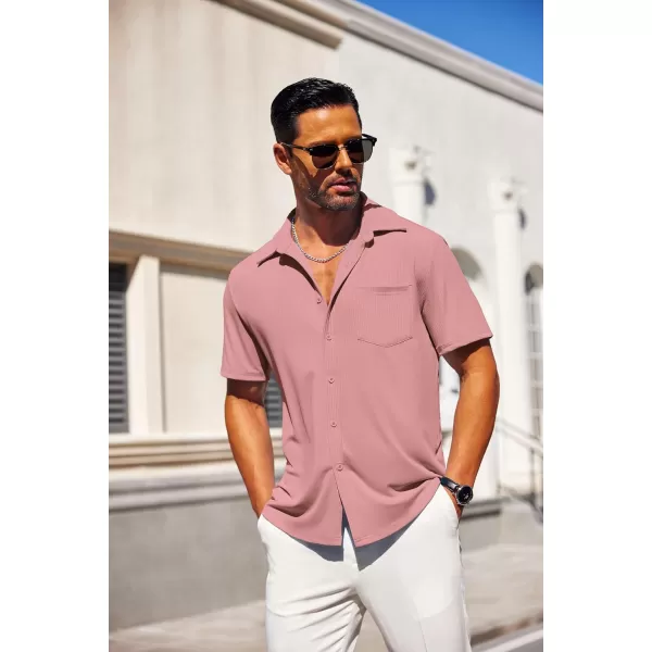 COOFANDY Mens Button Down Shirts Short Sleeve Casual Summer Beach Shirts Textured Shirt