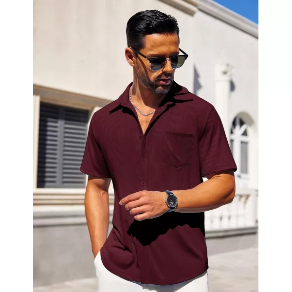 COOFANDY Mens Button Down Shirts Short Sleeve Casual Summer Beach Shirts Textured Shirt