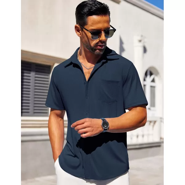 COOFANDY Mens Button Down Shirts Short Sleeve Casual Summer Beach Shirts Textured Shirt