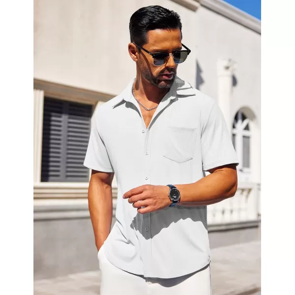 COOFANDY Mens Button Down Shirts Short Sleeve Casual Summer Beach Shirts Textured Shirt