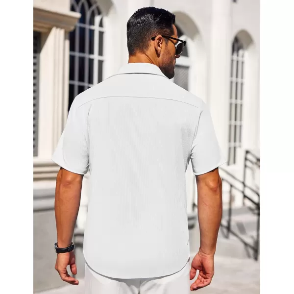 COOFANDY Mens Button Down Shirts Short Sleeve Casual Summer Beach Shirts Textured Shirt