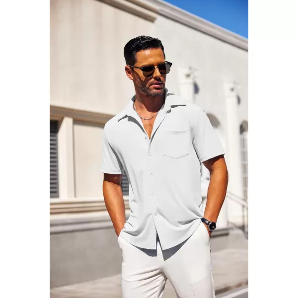 COOFANDY Mens Button Down Shirts Short Sleeve Casual Summer Beach Shirts Textured Shirt