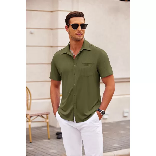 COOFANDY Mens Button Down Shirts Short Sleeve Casual Summer Beach Shirts Textured Shirt