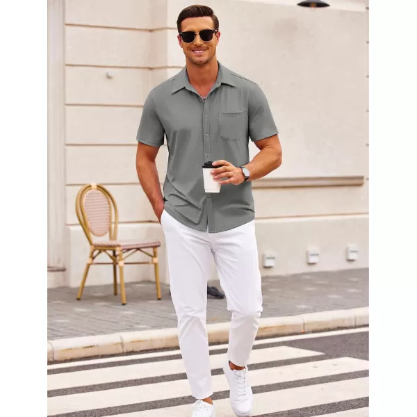COOFANDY Mens Button Down Shirts Short Sleeve Casual Summer Beach Shirts Textured Shirt