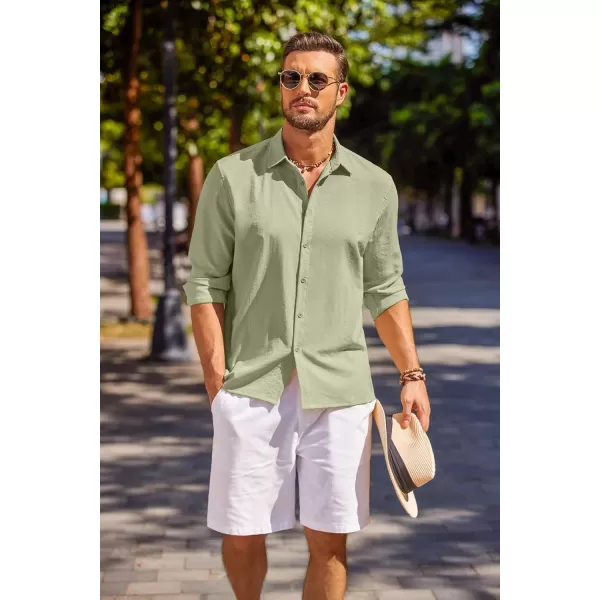 COOFANDY Men's Cuban Guayabera Shirt Long Sleeve Casual Button Down Shirts Beach Linen Shirt