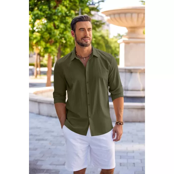 COOFANDY Men's Cuban Guayabera Shirt Long Sleeve Casual Button Down Shirts Beach Linen Shirt