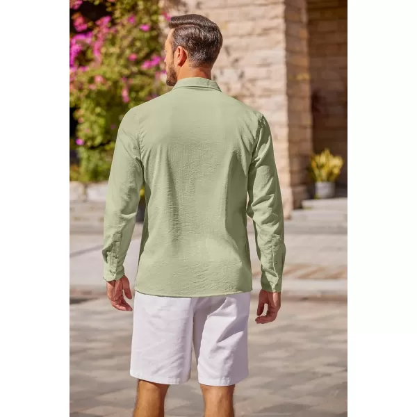 COOFANDY Men's Cuban Guayabera Shirt Long Sleeve Casual Button Down Shirts Beach Linen Shirt