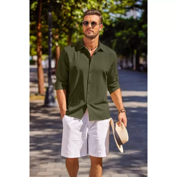 COOFANDY Men's Cuban Guayabera Shirt Long Sleeve Casual Button Down Shirts Beach Linen Shirt