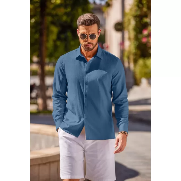 COOFANDY Men's Cuban Guayabera Shirt Long Sleeve Casual Button Down Shirts Beach Linen Shirt