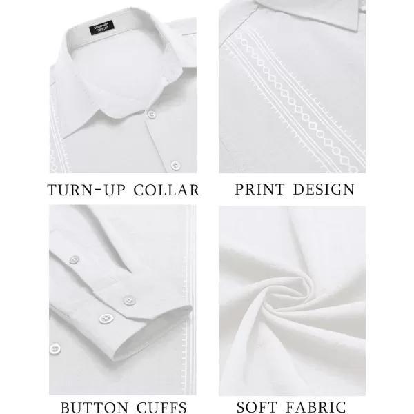 COOFANDY Men's Cuban Guayabera Shirt Long Sleeve Casual Button Down Shirts Beach Linen Shirt