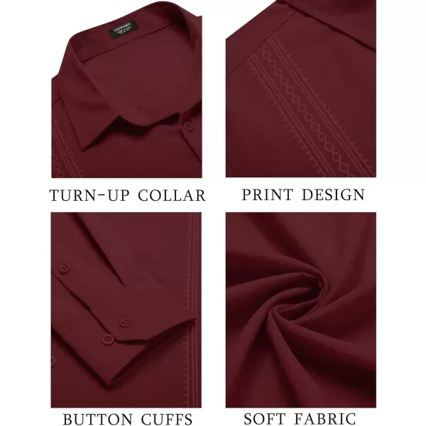 COOFANDY Men's Cuban Guayabera Shirt Long Sleeve Casual Button Down Shirts Beach Linen Shirt