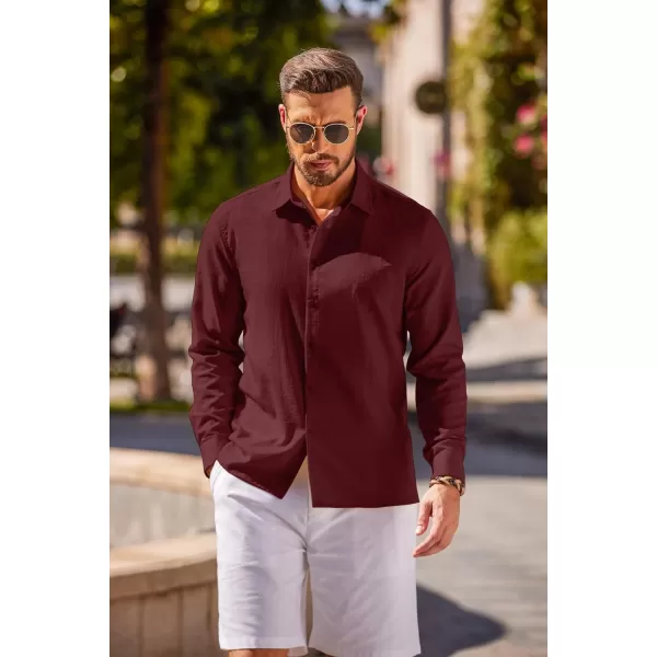 COOFANDY Men's Cuban Guayabera Shirt Long Sleeve Casual Button Down Shirts Beach Linen Shirt