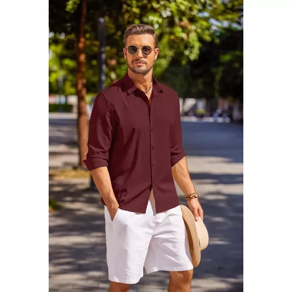 COOFANDY Men's Cuban Guayabera Shirt Long Sleeve Casual Button Down Shirts Beach Linen Shirt