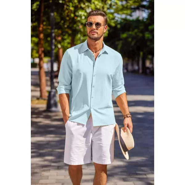 COOFANDY Men's Cuban Guayabera Shirt Long Sleeve Casual Button Down Shirts Beach Linen Shirt