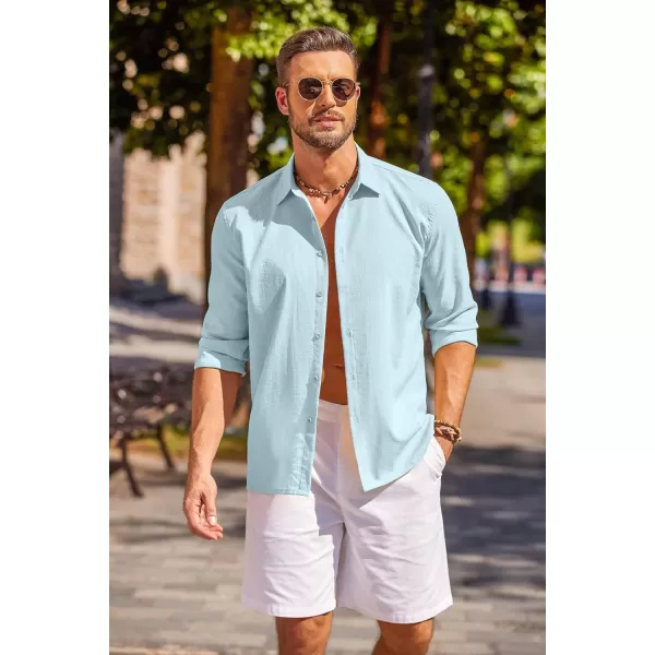 COOFANDY Men's Cuban Guayabera Shirt Long Sleeve Casual Button Down Shirts Beach Linen Shirt