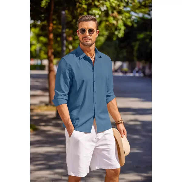 COOFANDY Men's Cuban Guayabera Shirt Long Sleeve Casual Button Down Shirts Beach Linen Shirt