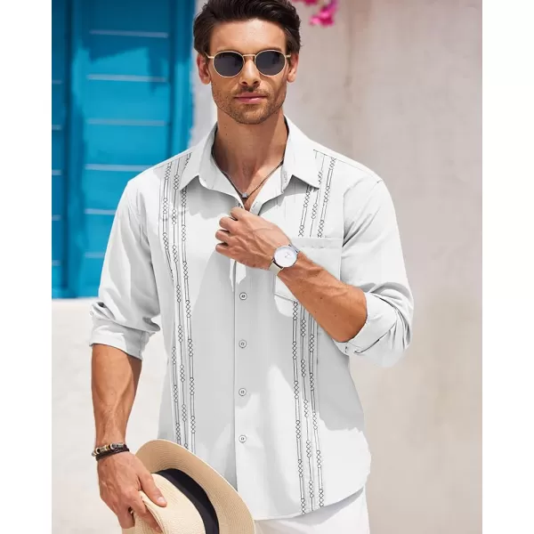 COOFANDY Men's Cuban Guayabera Shirts Casual Button Down Long Sleeve Summer Beach Shirt