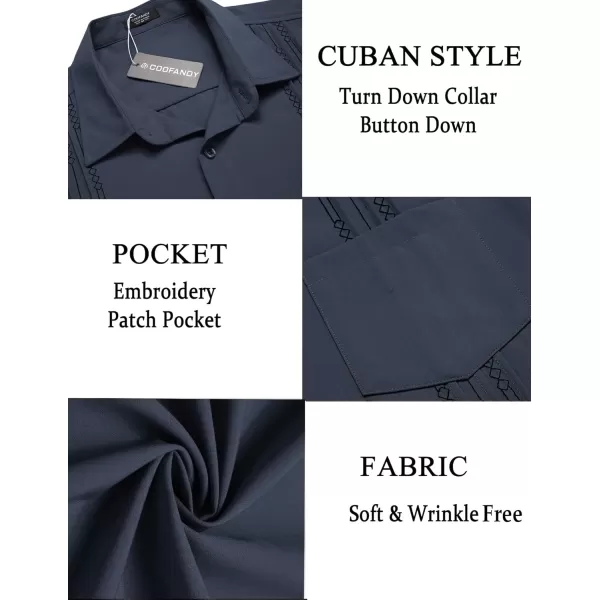 COOFANDY Men's Cuban Guayabera Shirts Casual Button Down Long Sleeve Summer Beach Shirt