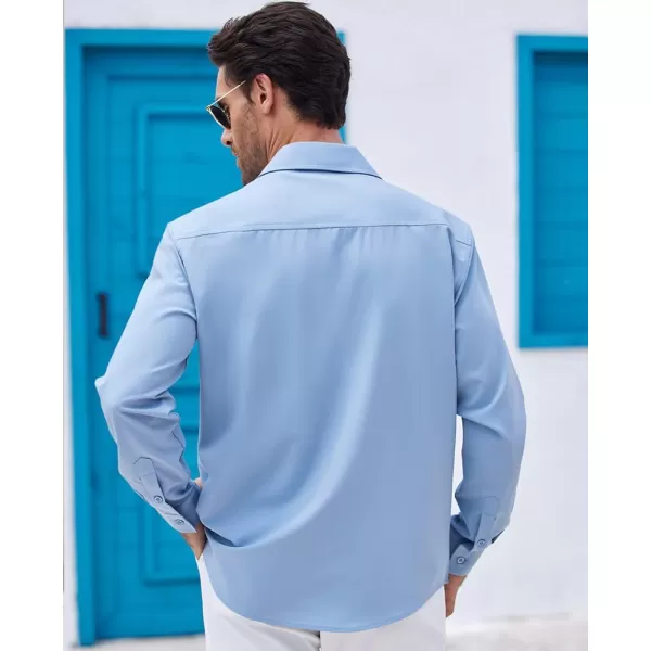 COOFANDY Men's Cuban Guayabera Shirts Casual Button Down Long Sleeve Summer Beach Shirt