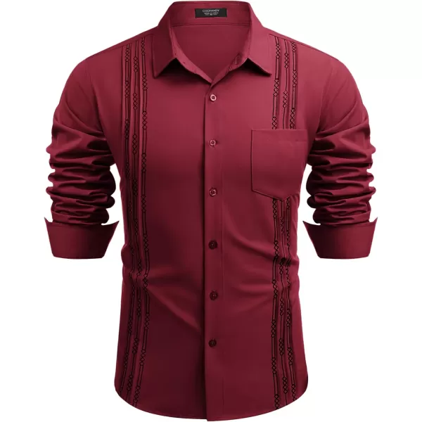COOFANDY Men's Cuban Guayabera Shirts Casual Button Down Long Sleeve Summer Beach Shirt