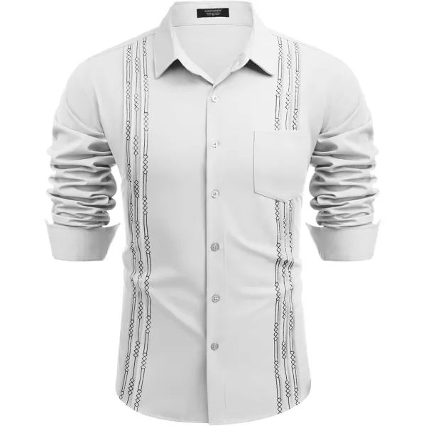 COOFANDY Men's Cuban Guayabera Shirts Casual Button Down Long Sleeve Summer Beach Shirt