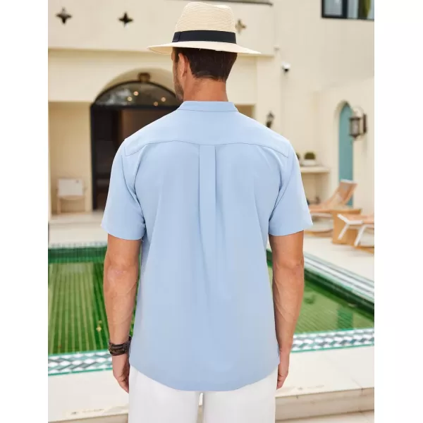 COOFANDY Mens Cuban Guayabera Short Sleeve Shirt Casual Band Collar Button Down Shirts