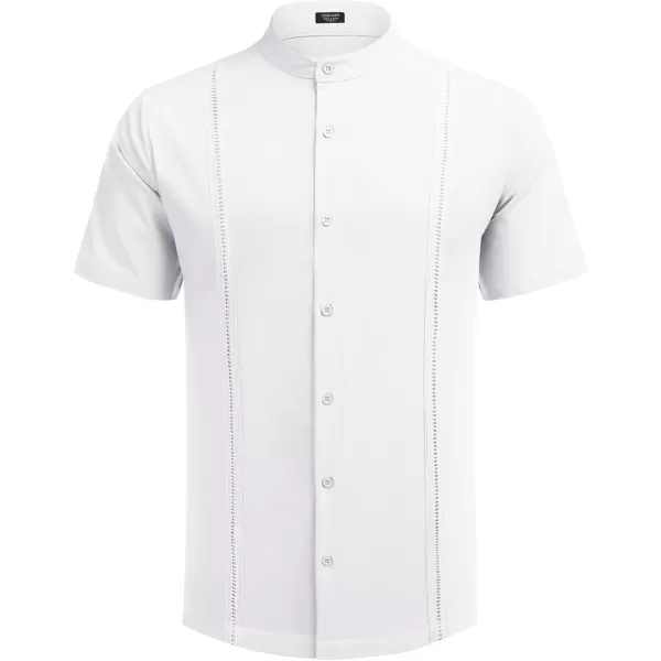 COOFANDY Mens Cuban Guayabera Short Sleeve Shirt Casual Band Collar Button Down Shirts