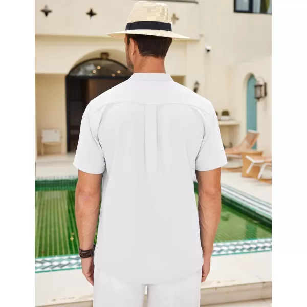 COOFANDY Mens Cuban Guayabera Short Sleeve Shirt Casual Band Collar Button Down Shirts
