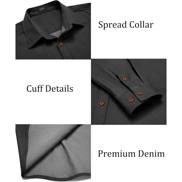 COOFANDY Men's Long Sleeve Denim Shirt Casual Button Down Untucked Shirts Lightweight Jacket