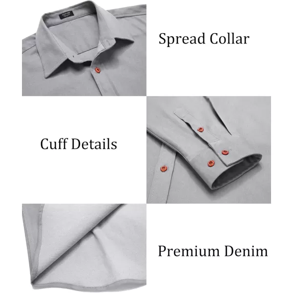 COOFANDY Men's Long Sleeve Denim Shirt Casual Button Down Untucked Shirts Lightweight Jacket