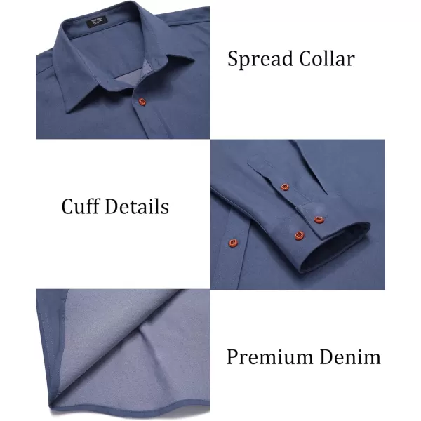 COOFANDY Men's Long Sleeve Denim Shirt Casual Button Down Untucked Shirts Lightweight Jacket