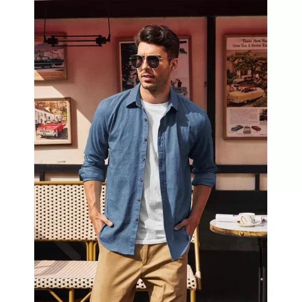 COOFANDY Men's Long Sleeve Denim Shirt Casual Button Down Untucked Shirts Lightweight Jacket