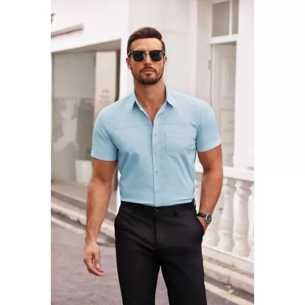 COOFANDY Men's Muscle Fit Dress Shirts Short Sleeve Cotton Casual Button Down Shirt with Pocket