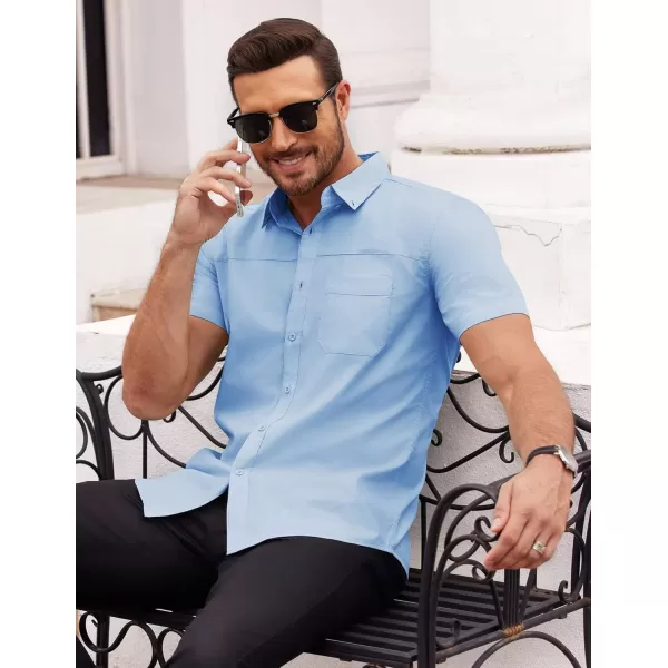 COOFANDY Men's Muscle Fit Dress Shirts Short Sleeve Cotton Casual Button Down Shirt with Pocket