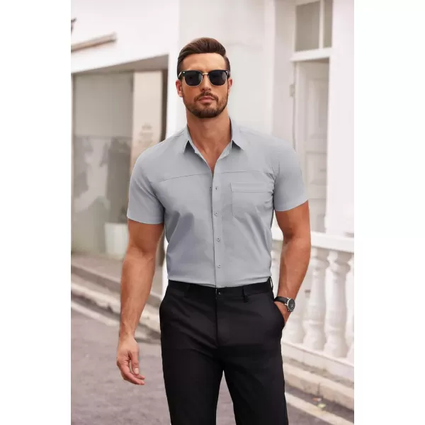 COOFANDY Men's Muscle Fit Dress Shirts Short Sleeve Cotton Casual Button Down Shirt with Pocket