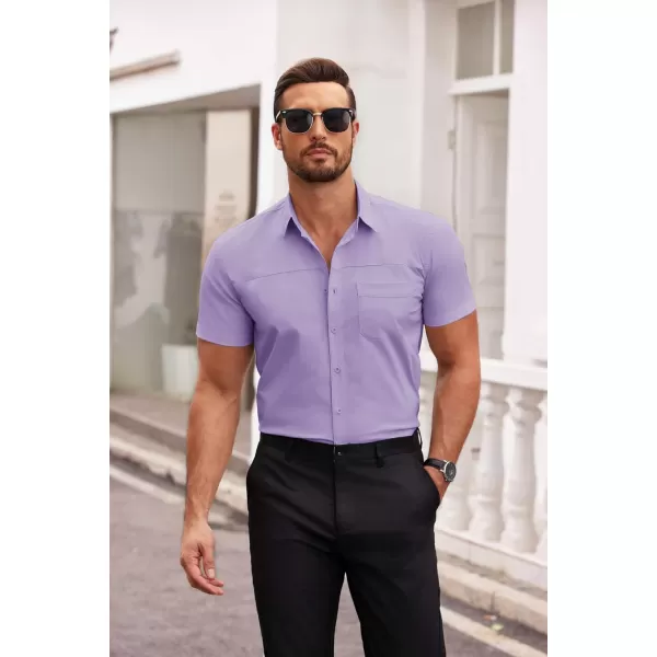 COOFANDY Men's Muscle Fit Dress Shirts Short Sleeve Cotton Casual Button Down Shirt with Pocket